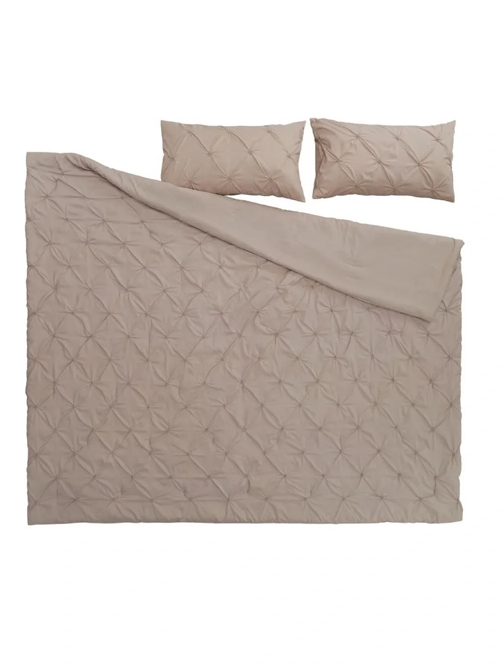 Neutral Taupe Pintuck Comforter Set - Full/Queen